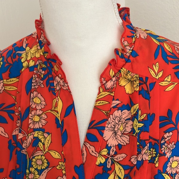 Nanette Lepore red multicolor floral blouse Size XS feels like medium size - Picture 5 of 16